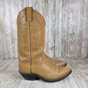 Justin Mens 95D Tan Leather Cowboy Boots Style 1122 Made in USA Western